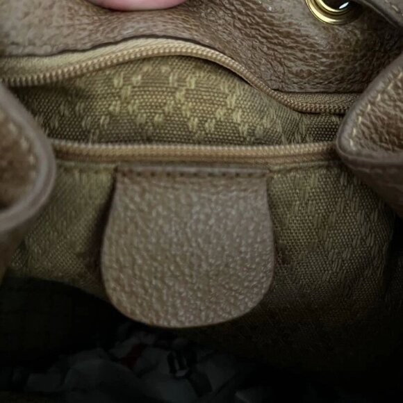 Bamboo Suede Leather Backpack Brown Drawstring Rucksack Bag - Picture 6 of 7